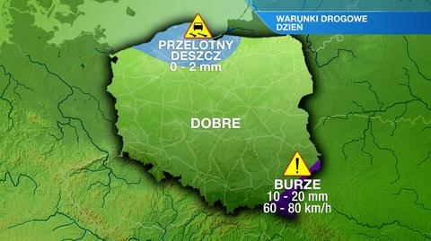 Warunki drogowe w poniedziałek