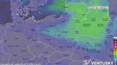 Prognozowane porywy wiatru w dniach 24-28.03