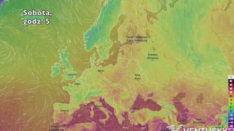 Zobacz, jak fala chłodu wlewa się w środkowe regiony Europy (Ventusky.com) | wideo bez dźwięku