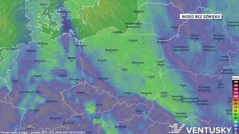 Prognozowane porywy wiatru w ciągu kolejnych dni