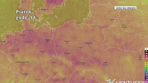 Prognozowana temperatura w najbliższych dniach (Ventusky.com) | wideo bez dźwięku