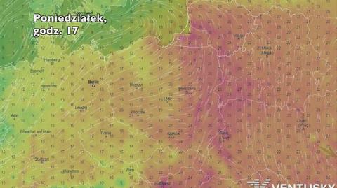 Prognozowana temperatura w ciągu najbliższych dni (Ventusky.com)