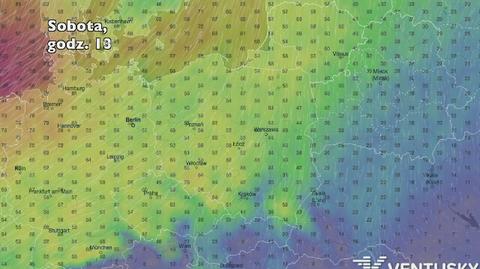 Porywy wiatru w najbliższych dniach (Ventusky.com) | wideo bez dźwięku