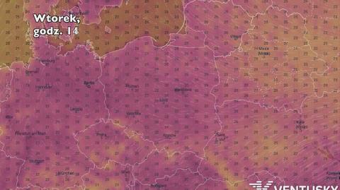 Temperatura w ciągu najbliższych pięciu dni (Ventusky.com) | wideo bez dźwięku