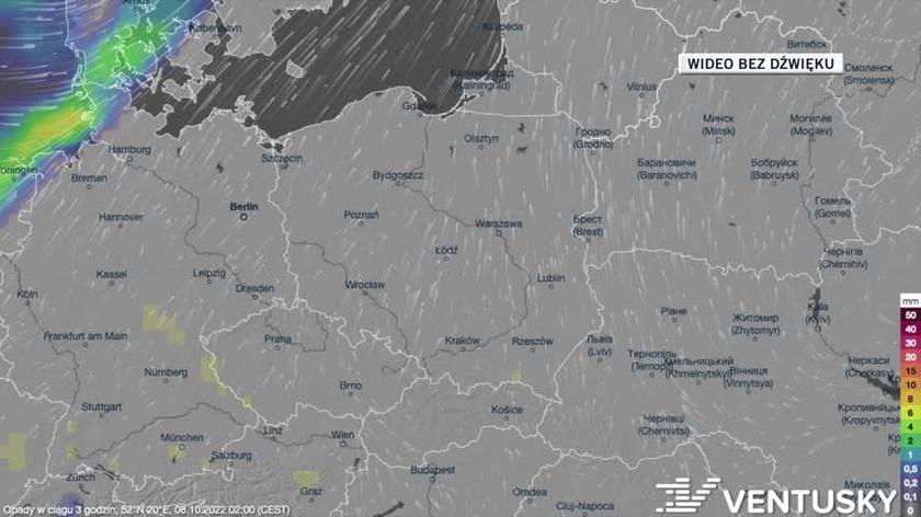 Prognozowane opady w dniach 8-12.10