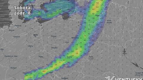 Prognozowane opady deszczu w kolejnych dniach (Ventusky.com) | wideo bez dźwięku