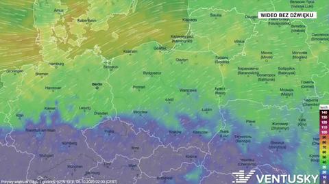 Prognozowane porywy wiatru w następnych dniach