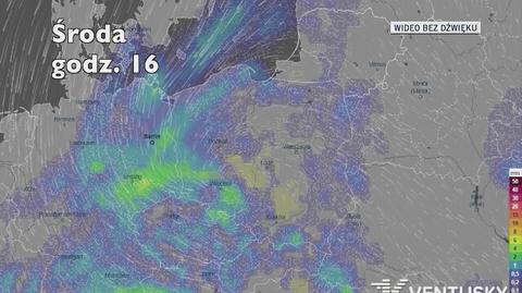 Prognozowane opady na najbliższe dni (Ventusky.com)