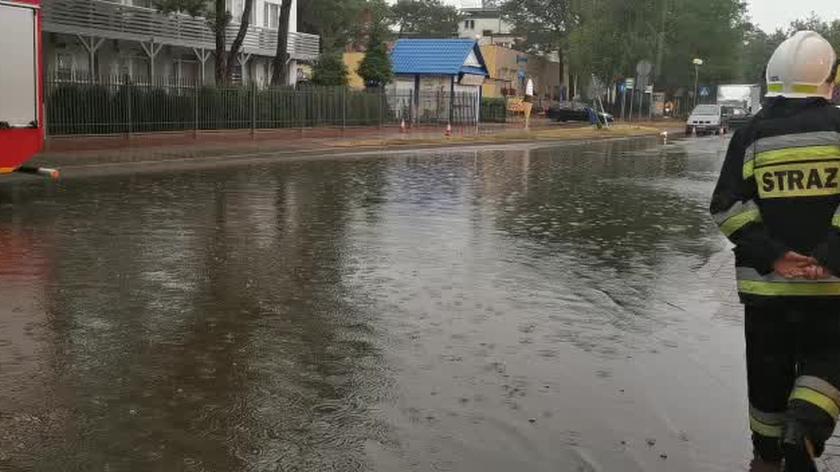Flooded streets in Dźwirzyno