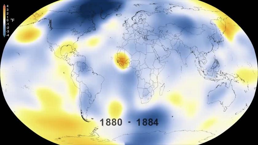 Zmiany temperatury na świecie w latach 1880-2015