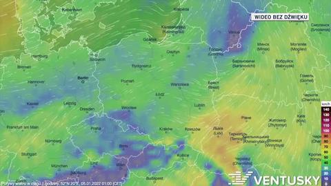 Prognozowane porywy wiatru w dniach 5-9.01