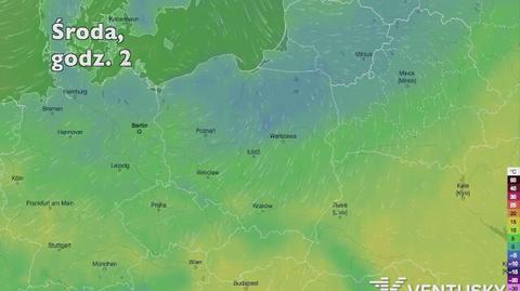 Temperatura w ciągu w kolejnych pięciu dni (Ventusky.com) (wideo bez dźwięku)