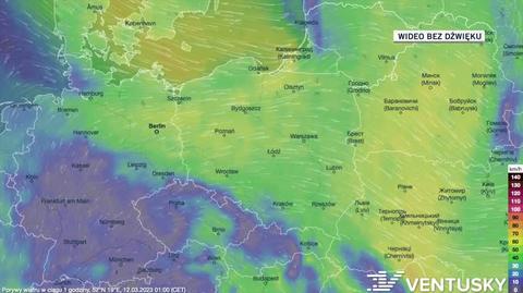 Prognozowane porywy wiatru w kolejnych dniach