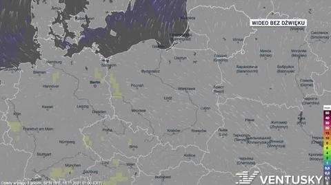 Prognozowane opady w dniach 16-20.11