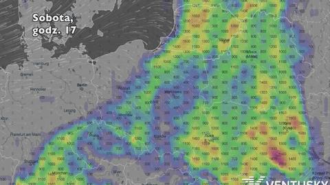 Potencjalny rozwój burz w ciągu najbliższych pięciu dni (Ventusky.com) | wideo bez dźwięku