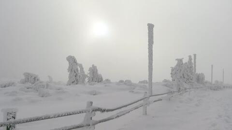 Trudne warunki w Karkonoszach 