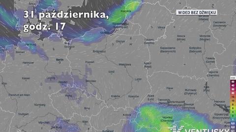 Prognozowane opady we Wszystkich Świętych (Ventusky.com)