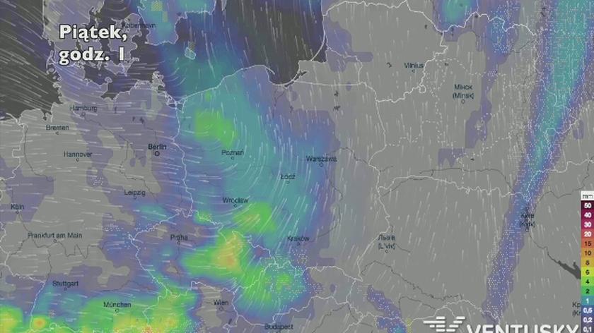 Opady deszczu w ciągu najbliższych pięciu dni (Ventusky.com) | wideo bez dźwięku