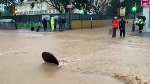 Zalane ulice w hiszpańskiej prowincji Malaga