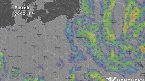 Opady w ciągu najbliższych pięciu dni (Ventusky.com) | wideo bez dźwięku