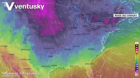 Prognozowana temperatura w kolejnych dniach w USA