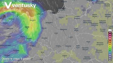 Prognozowane opady w kolejnych dniach