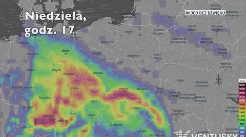 Potencjalny rozwój burz w kolejnych dniach (Ventusky.com | wideo bez dźwięku)