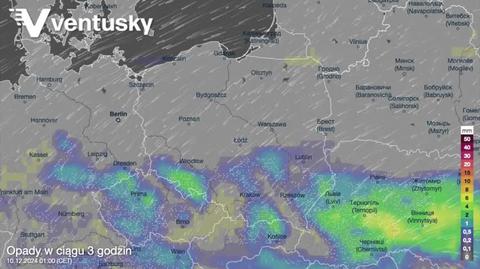 Prognozowane opady w kolejnych dniach