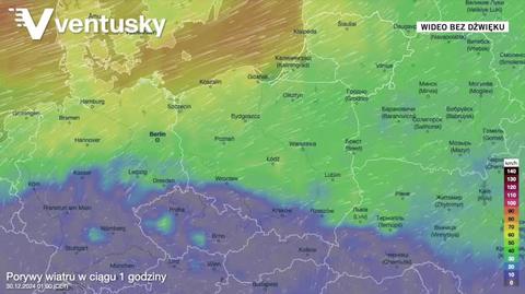 Prognozowane porywy wiatru w kolejnych dniach