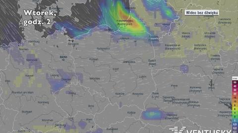 Prognozowane opady deszczu w najbliższych dniach (Ventusky.com)