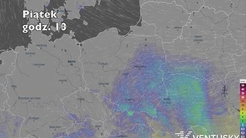 Opady w najbliższych dniach (ventusky.com | wideo bez dźwięku)