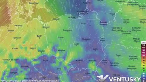 Prognozowane porywy wiatru na kolejne dni