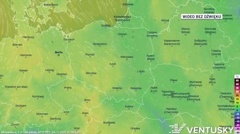 Prognozowana temperatura w dniach 4-8.11