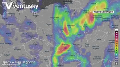 Prognozowane opady deszczu w Polsce