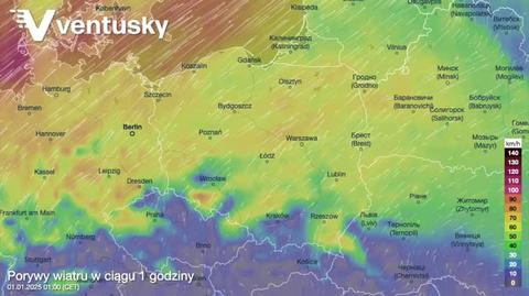 Prognozowane porywy wiatru w kolejnych dniach