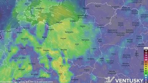 Prognozowane porywy wiatru w kolejnych dniach