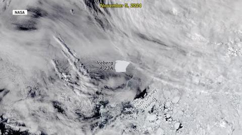 Góra lodowa A23a wiruje i wyrywa się z uwięzi (wideo bez dźwięku) 