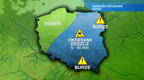 Warunki drogowe w poniedziałek