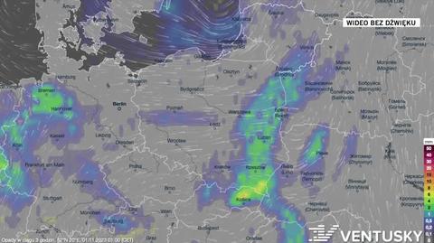 Prognozowane opady w dniach 1-4.11