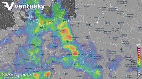 Prognozowane opady na niedzielę i nadchodzącą noc