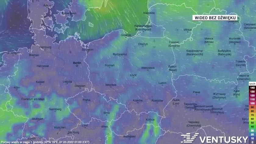 Prognoza porywów wiatru na kolejne dni