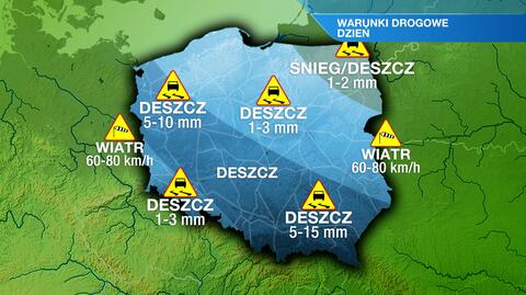 Warunki drogowe w poniedziałek 5.02