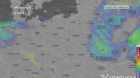 Prognozowane opady w ciągu najbliższych dni (Ventusky.com)