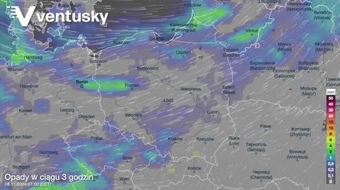 Prognozowane opady w kolejnych dniach