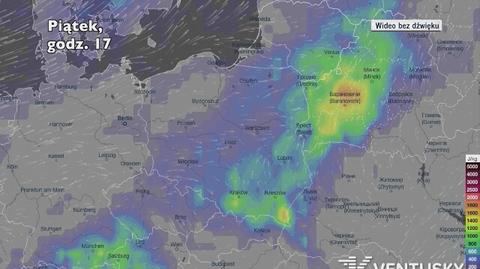 Potencjalny rozwój burz w ciągu najbliższych dni (Ventusky.com)