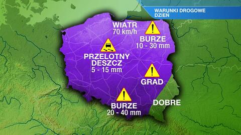 Warunki drogowe w poniedziałek