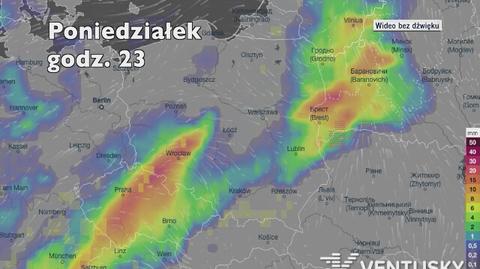 Opady deszczu w ciągu kolejnych pięciu dni (Ventusky.com | wideo bez dźwięku)