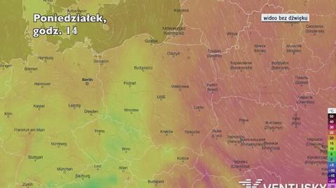 Temperatura w ciągu kolejnych pięciu dni (Ventusky.com | wideo bez dźwięku)