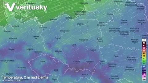 Prognozowana temperatura w kolejnych dniach