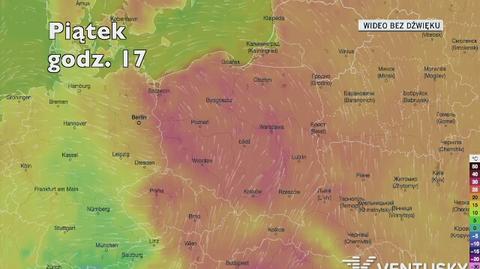 Temperatura w ciągu najbliższych pięciu dni (Ventusky.com)